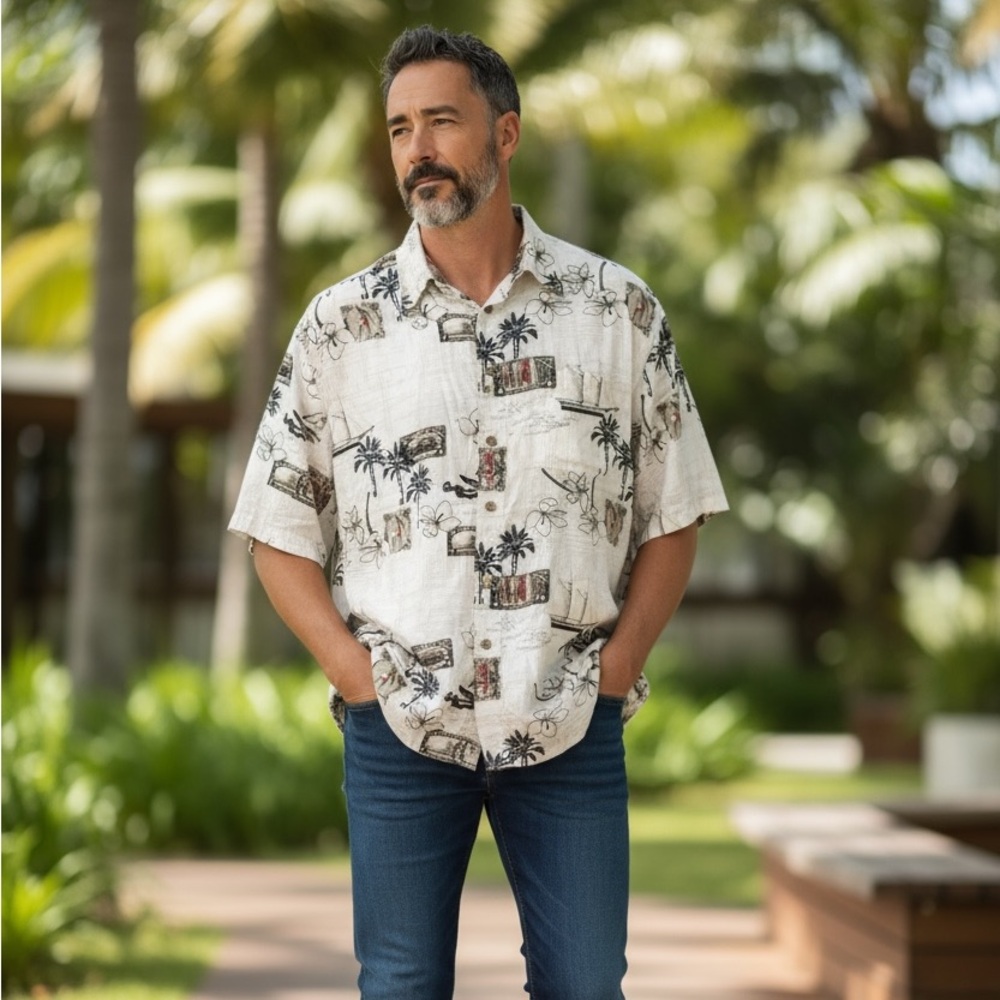 Roundtree & Yorke Authentic Outfitters Travel Themeβ Shirt Men's Large